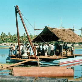 Model: DP 100 B on temporary Pontoon Application: For sand dredging Customer: Harbour Engg. Dept., Kerala, Neendakara Fishing Harbour